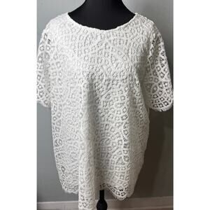 Philosophy White Lace Short Sleeve Women's Top XL Victorian Romantic Feminine